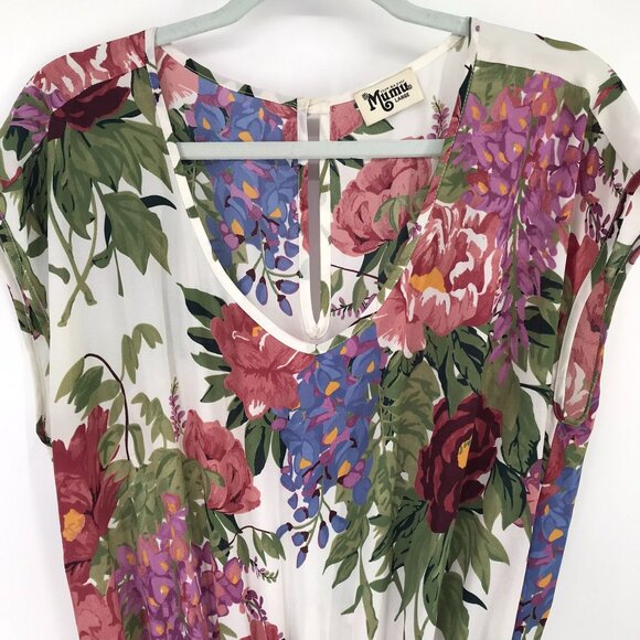 show me your Mumu Floral Print Romper Elastic Waist & Keyhole Back size large - Picture 8 of 14